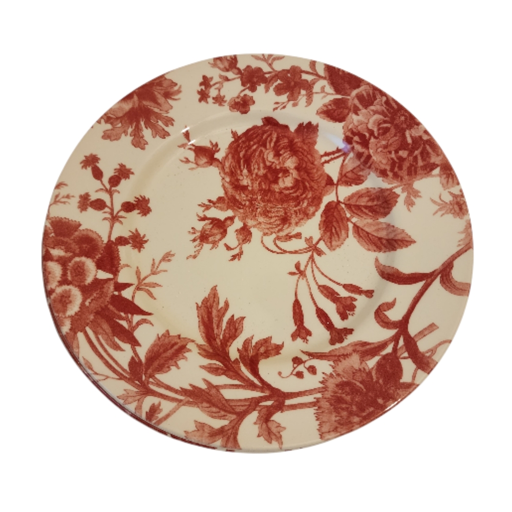 Royal stafford set 2 red floral dinner plates 11"